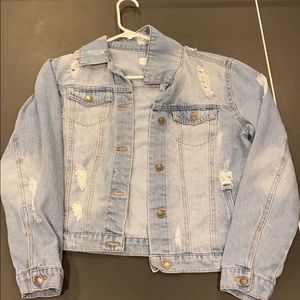 Light was distressed denim jacket!